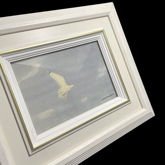 Vintage 1998 Gull Seascape Original Signed Artwork Robert Saulnier Beach House - Picture 2 of 7